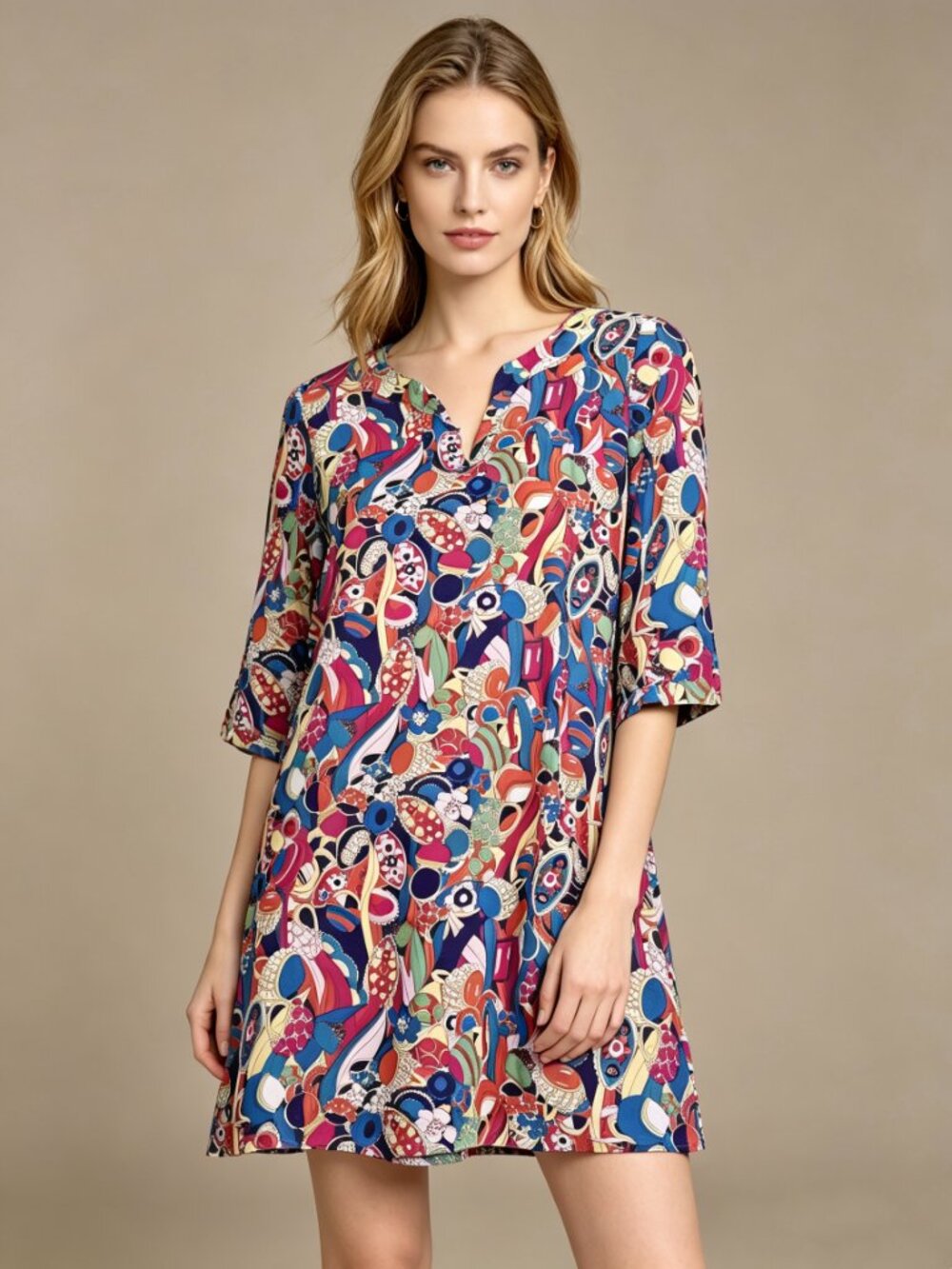 NWOT Lilly Pulitzer Silk Shift Dress Size M Retro 3/4 Sleeve